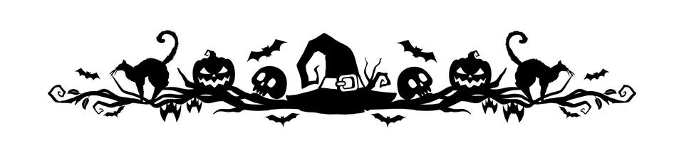 Halloween frame border and divider with witch hat Stock Illustration