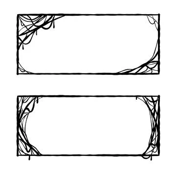 Halloween frame. Cobwebs border Stock Illustration