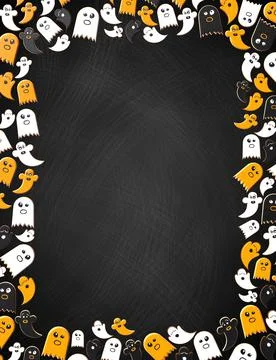 Halloween frame with ghost cookies - 3D illustration Stock Illustration