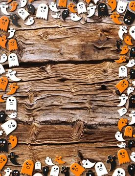Halloween frame with ghost cookies - 3D illustration Stock Illustration