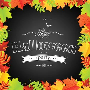 Halloween frame with leaves Stock Illustration