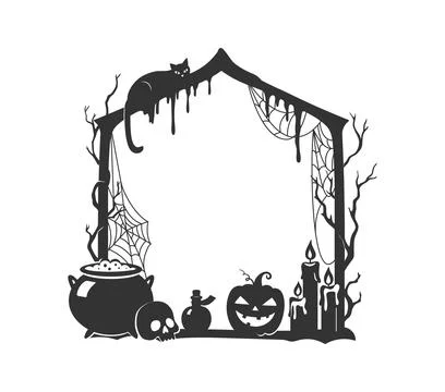 Halloween frame scary border with pumpkin lantern Illustrazione stock