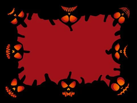 Halloween frame with scary pumpkins. Border with pumpkin lantern Stock Illustration
