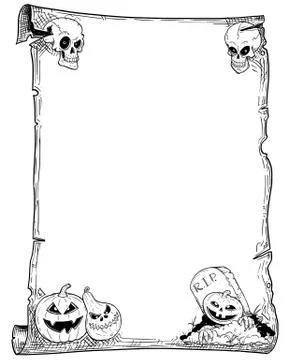 Halloween Frame Scroll with Pumpkins Stock Illustration