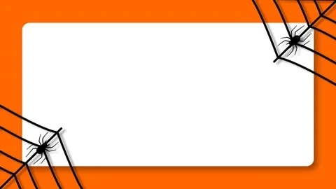 Halloween Frame Template with Spiders and Spider Web Overlay Background. Stock Footage 345124598