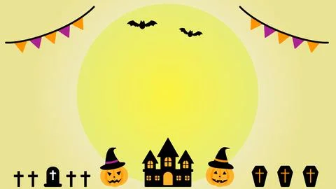Halloween frame yellow background (Jack O Lantern, ghost, etc.) イラスト素材