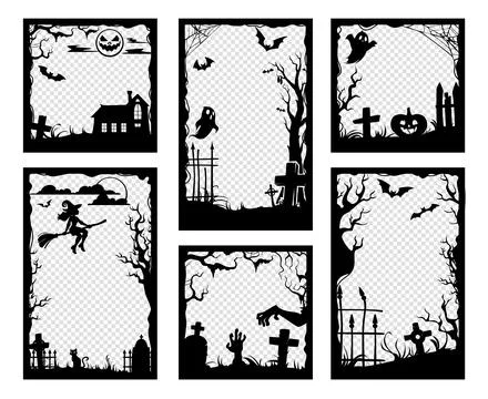 Halloween frames with graveyard crosses Stock Illustration