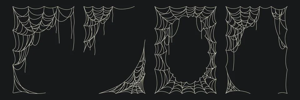 Halloween frames with spooky spider web borders Stock Illustration
