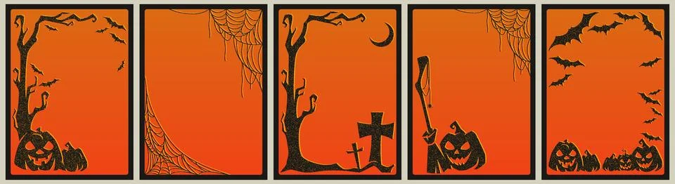 Halloween frames with spooky spider web borders Stock Illustration