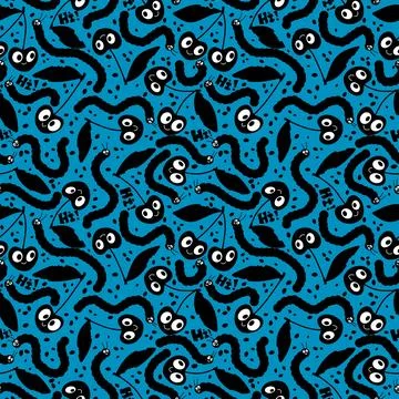 Halloween fruit monsters seamless cherry pattern for fabrics and linens Stock Illustration