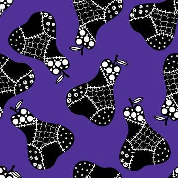 Halloween fruit seamless pears pattern for wrapping paper and fabrics Stock Illustration