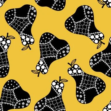 Halloween fruit seamless pears pattern for wrapping paper and fabrics Stock Illustration