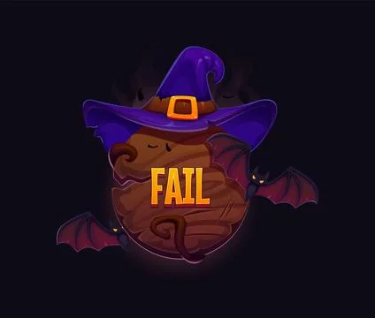 Halloween game fail icon, arcade game level lose Stock Illustration