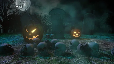 Halloween Gaveyard Move in Stock Footage 254394723