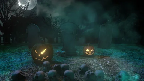Halloween Gaveyard Move Up Stock Footage 254394765