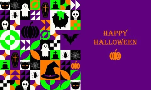 Halloween geometric pattern of abstract modern shapes with horror holiday e.. イラスト素材