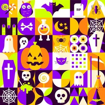 Halloween Geometric Seamless Pattern Stock Illustration