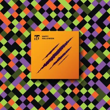 Halloween geometric square patterns background and texture. 스톡 일러스트