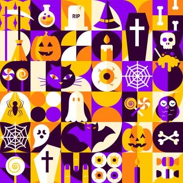 Halloween Geometrical Seamless Pattern 스톡 일러스트