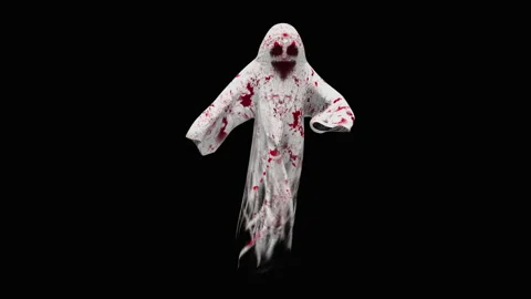 Halloween, Ghost, with Alpha matte. Stock Footage 150505154