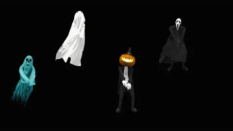 Halloween, Ghost, with Alpha matte. Stock Footage 152902933