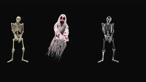 Halloween, Ghost, with Alpha matte. 库存影片 152903032