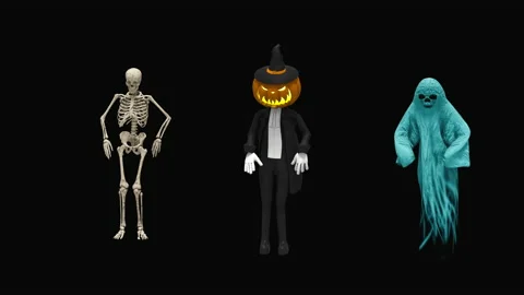 Halloween, Ghost, with Alpha matte. 库存影片 152943838