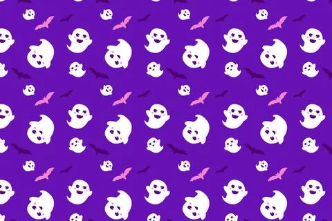 Halloween Ghost and Bat Pattern. Stock Illustration
