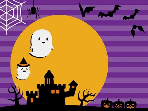 Halloween ghost and castle background material. Stock Illustration