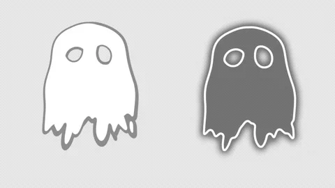Halloween Ghost Animated in Place - Solid White and Transparent w/Outlines Stock Footage 206539120
