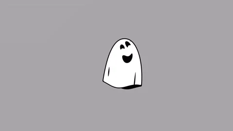 Halloween Ghost Animation Character Floating on a Neutral Grey Background 库存影片 331107322