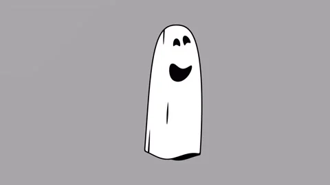 Halloween Ghost Animation with Cute Face on Gray Background 库存影片 331107337