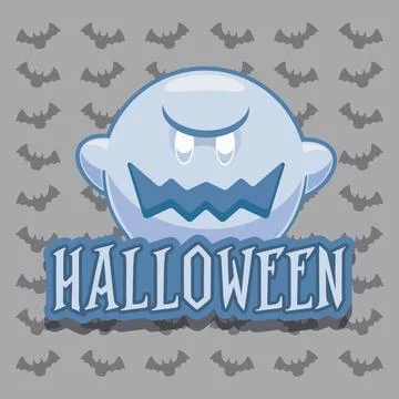 Halloween ghost with bat pattern. Vector Stock Illustration