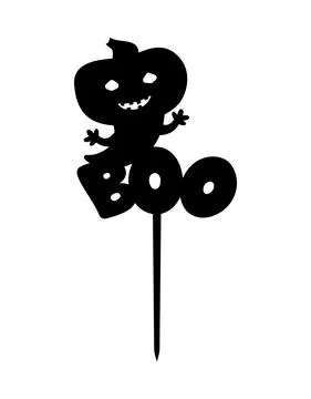 Halloween ghost Cake Topper Ready to cut with pumpkin for laser cutting machi Stock Illustration
