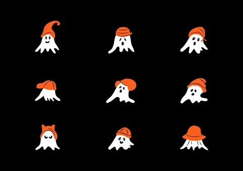 Halloween ghost cartoon vector isolated on dark background Stock Illustration