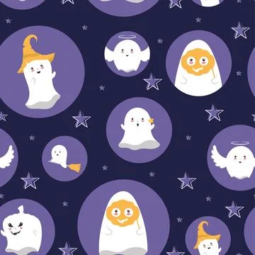Halloween ghost character pattern background Vector Stockillustratie