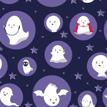 Halloween ghost character pattern background Vector Stock Illustration