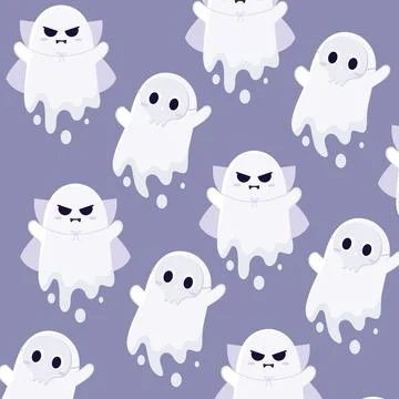 Halloween ghost character seamless pattern background Vector Stock Illustration