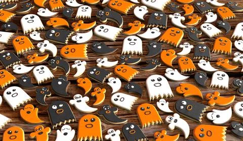 Halloween ghost cookies - 3D illustration Stock Illustration