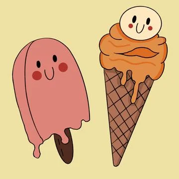 Halloween ghost cute two ice cream illustration Stock Illustration