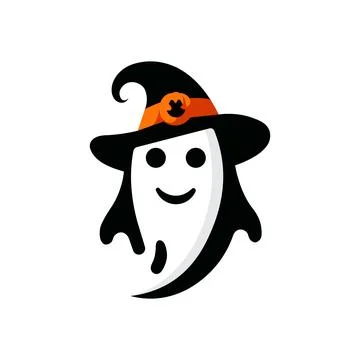 Halloween ghost flat design isolated on white background Stock Illustration