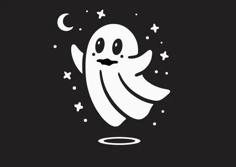 Halloween ghost flat vector icon design Stock Illustration