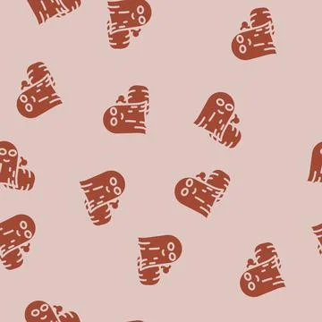 Halloween ghost glyph vector seamless pattern Stock Illustration