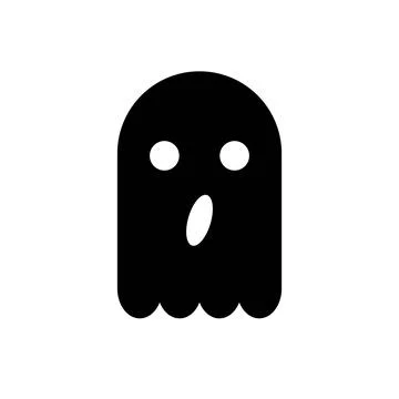 Halloween, Ghost Icon. Black Vector Illustration, Flat Design. Stock Illustration