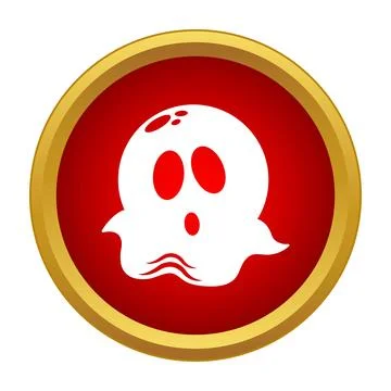 Halloween ghost icon in red circle button Stock Illustration