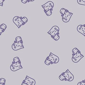 Halloween ghost line vector seamless pattern Illustrazione stock