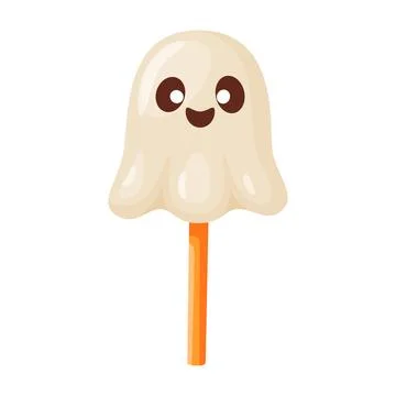 Halloween ghost lollipop, flat vector style. Stock Illustration