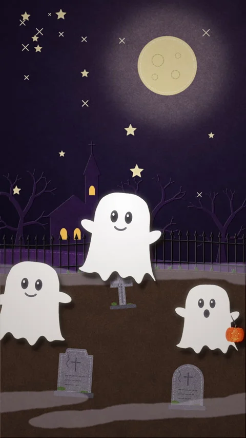 Halloween Ghost Parade Stop Motion Background Stock-Footage 346901068