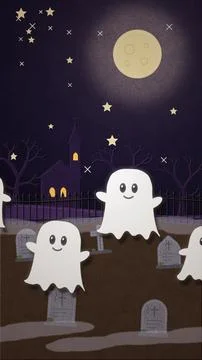 Halloween Ghost Parade Stop Motion Background Image Illustrazione stock