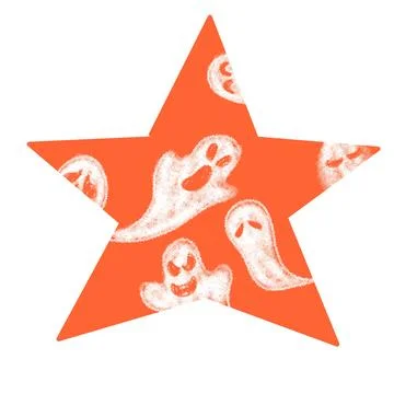 Halloween Ghost Pattern Inside Orange Star Shape Stock Illustration